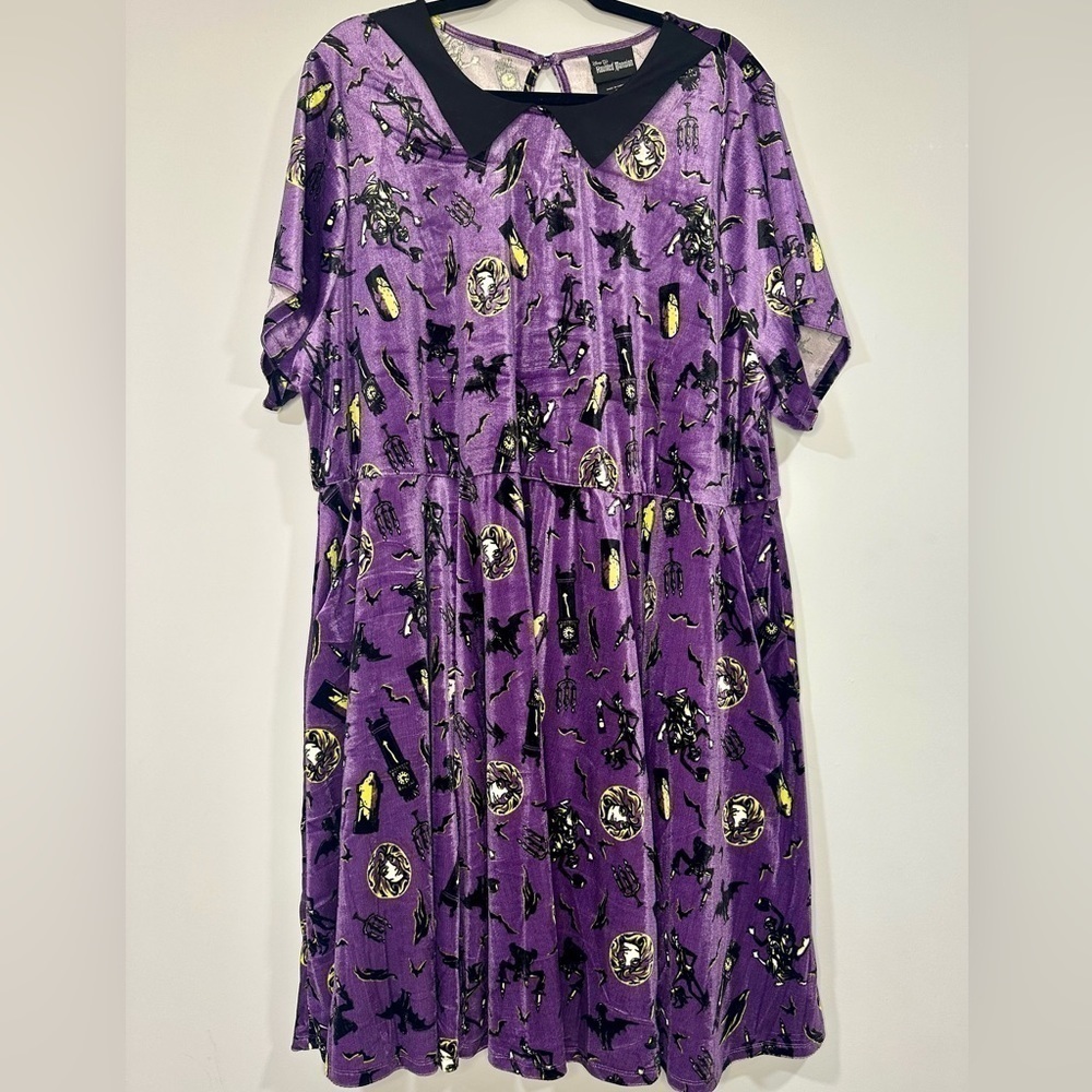 Disney The Haunted Mansion Collared Dress -Velvet Purple